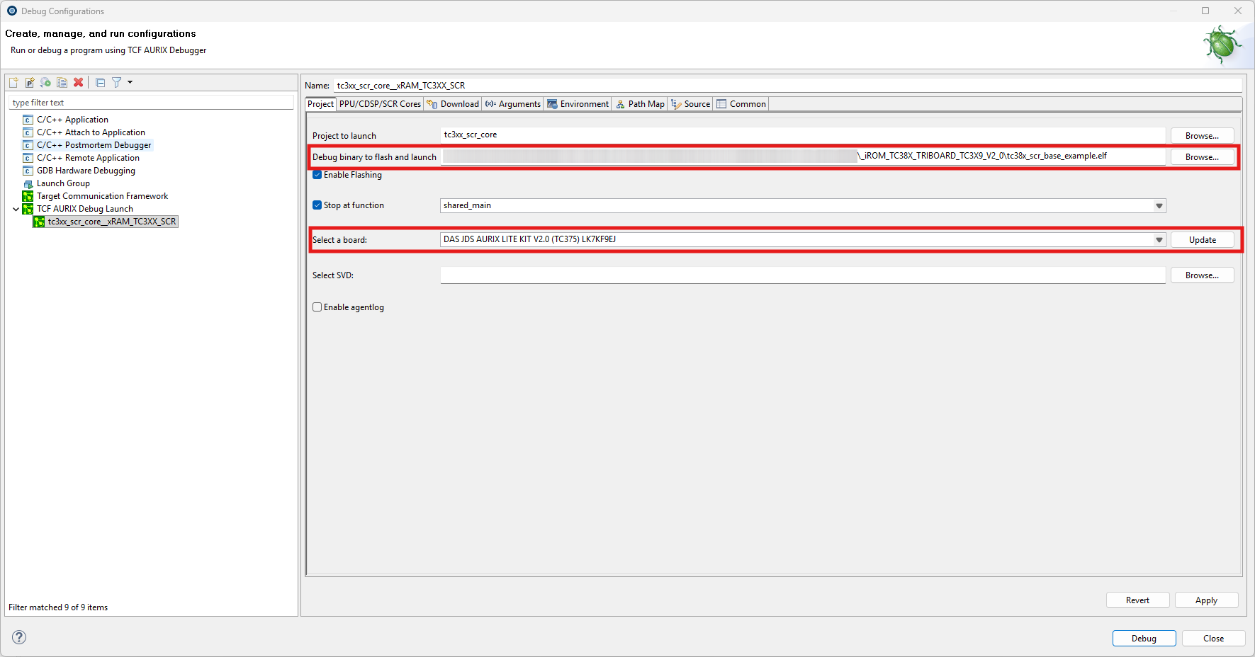SCR Main Tab Setup